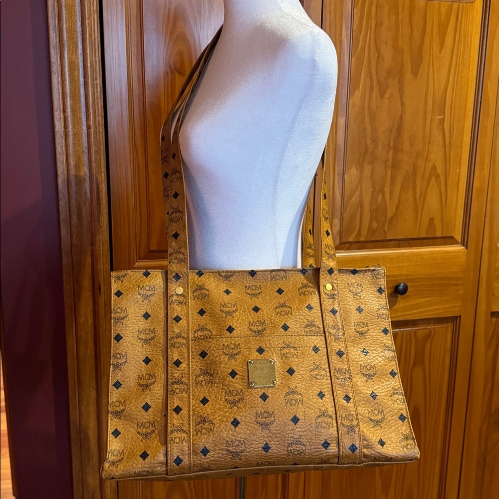 MCM Cognac Monogram Tote Bag - Picture 15 of 15
